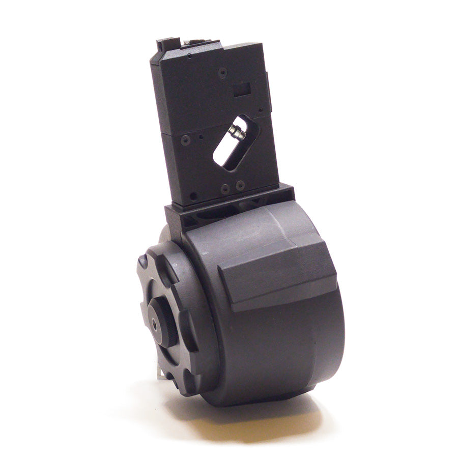 Drum adapter completely assembled for WE Tech M4 GBB airsoft guns.